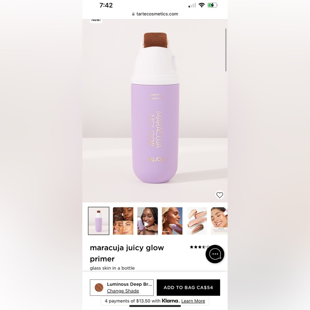 Brand new tarte marajuca juicy glow primer glow primer in luminous deep bronze